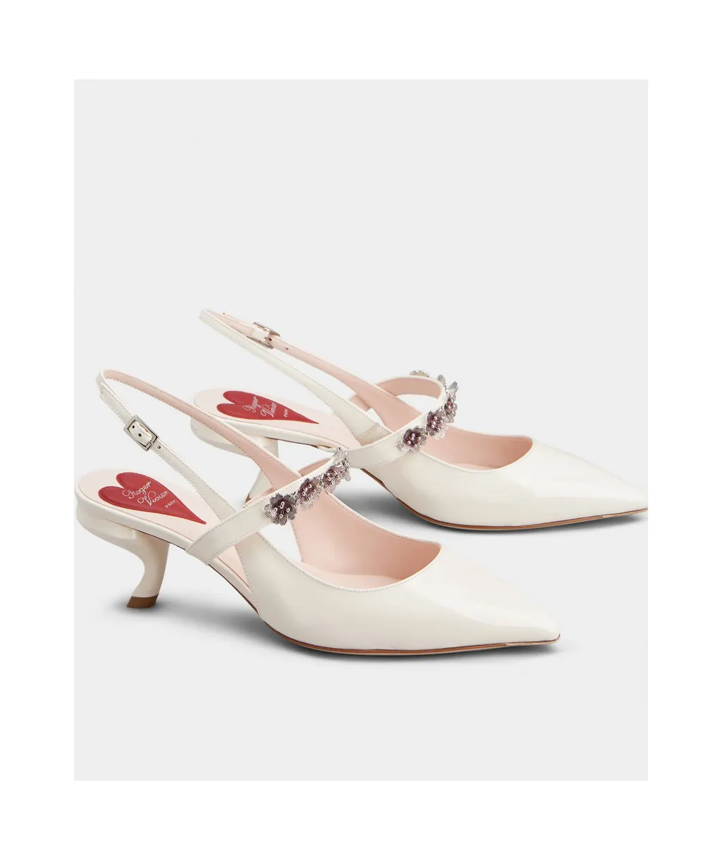 Virgule Flower Slingback Pumps