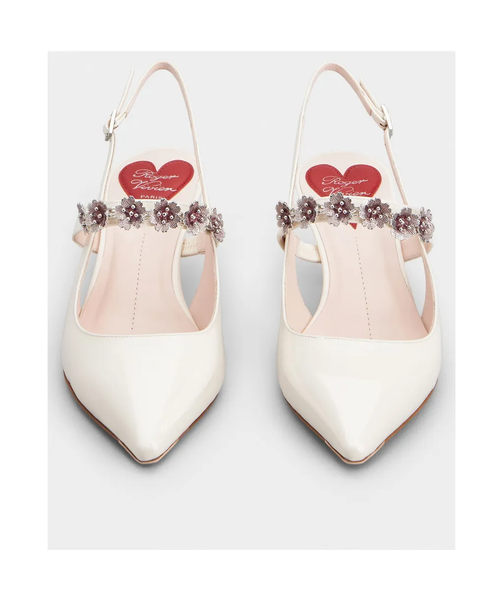 Virgule Flower Slingback Pumps