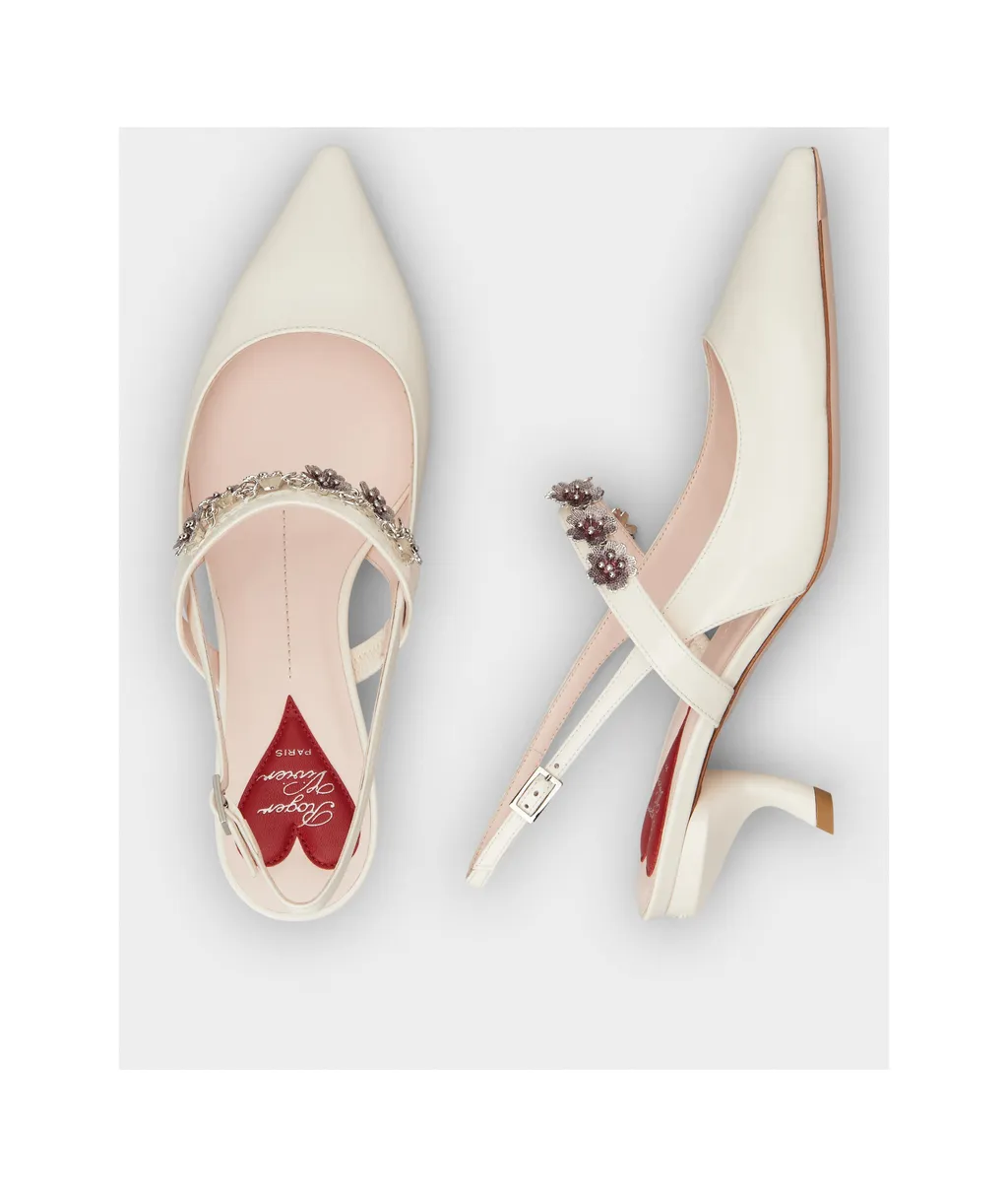 Virgule Flower Slingback Pumps