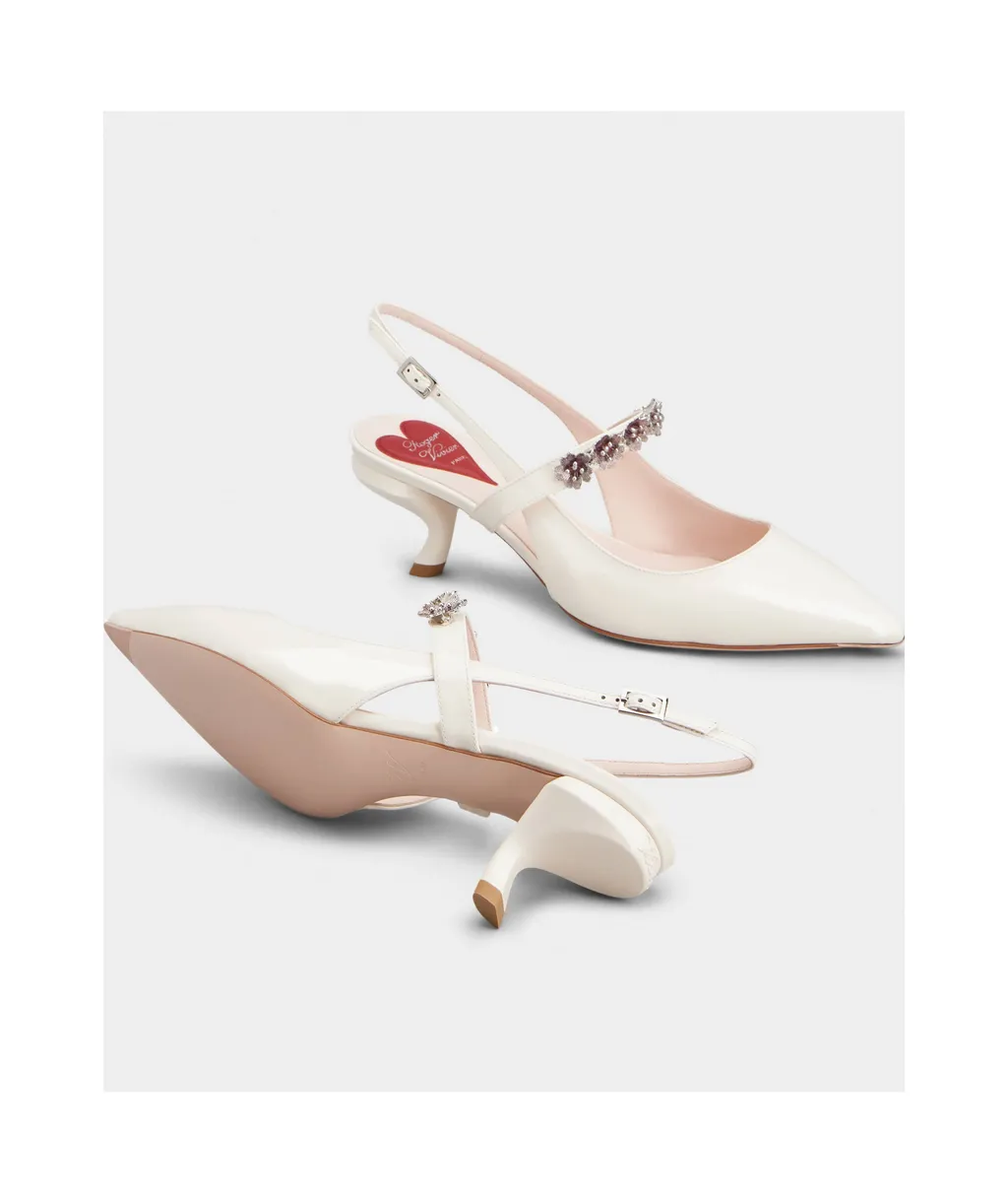 Virgule Flower Slingback Pumps