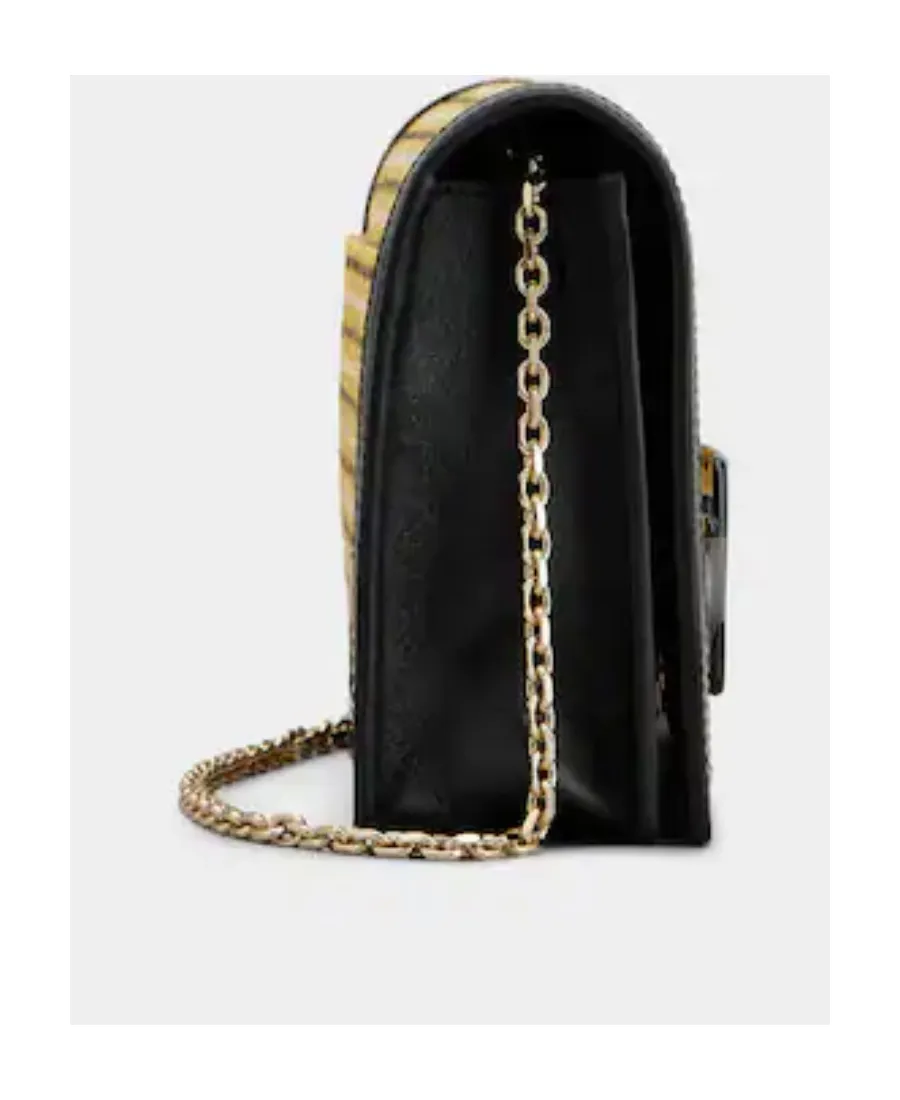 Checked Foldover Top Clutch Bag