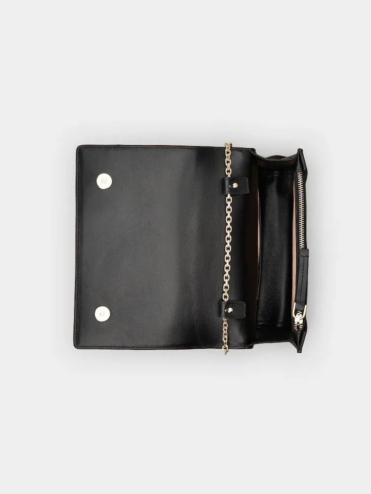 Checked Foldover Top Clutch Bag