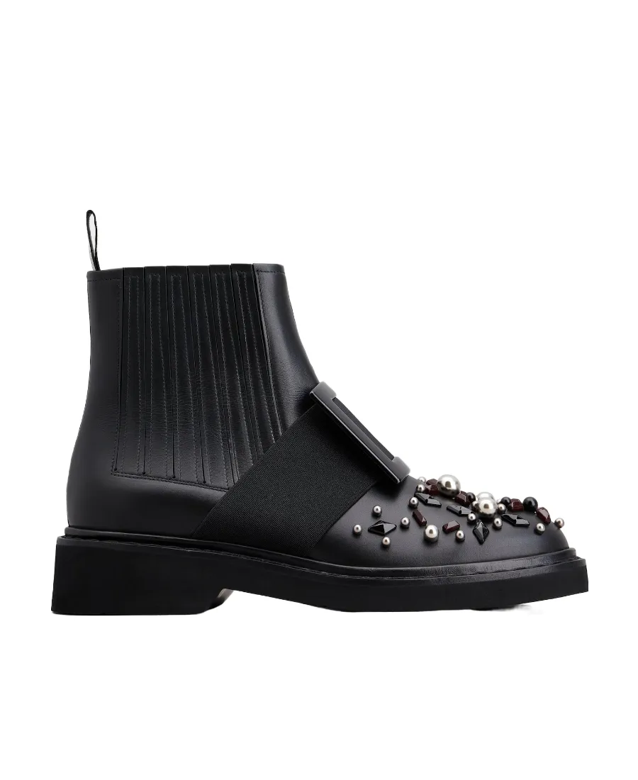 Viv' Rangers Studs Lacquered Buckle Chelsea Ankle Boots