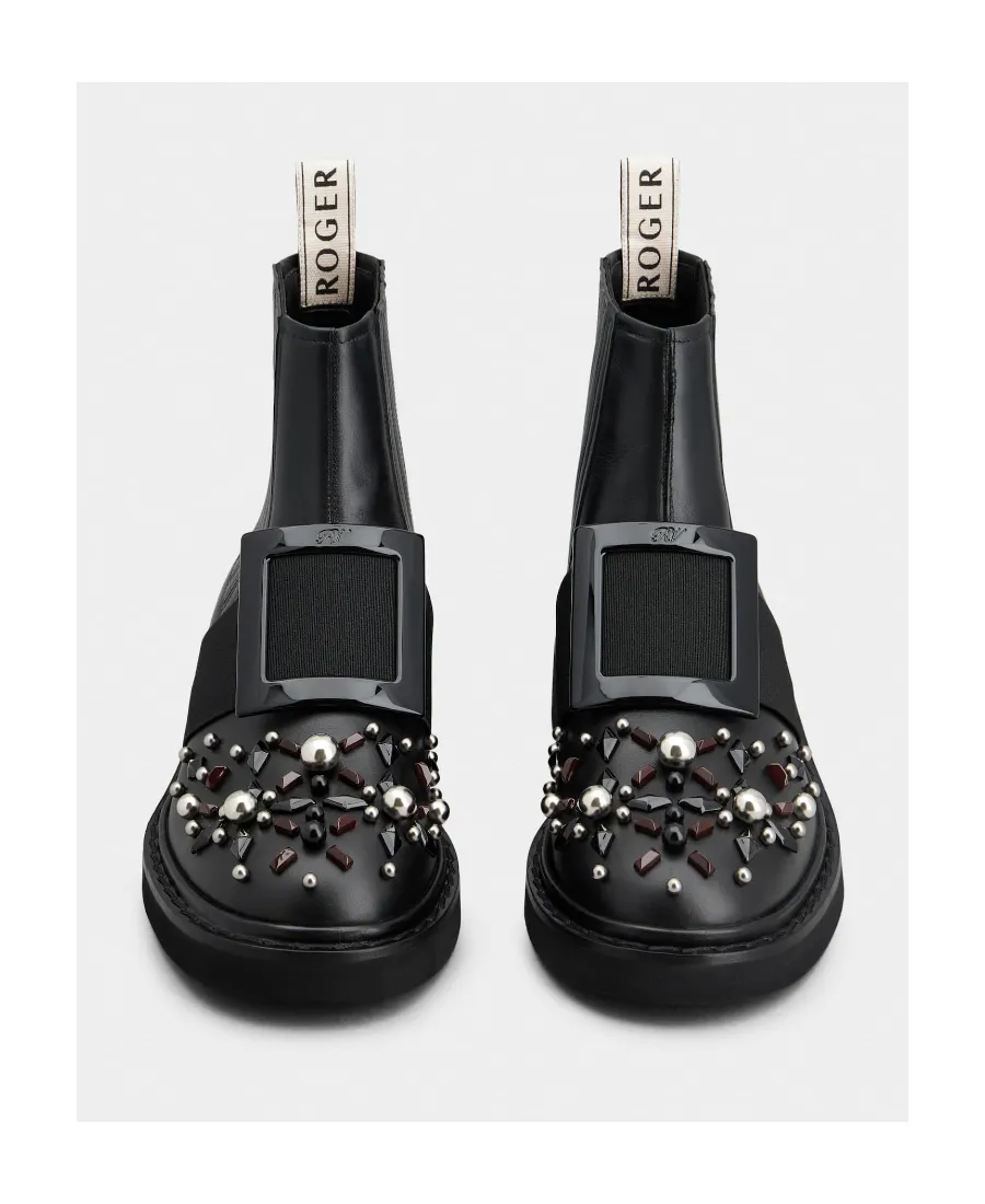 Viv' Rangers Studs Lacquered Buckle Chelsea Ankle Boots