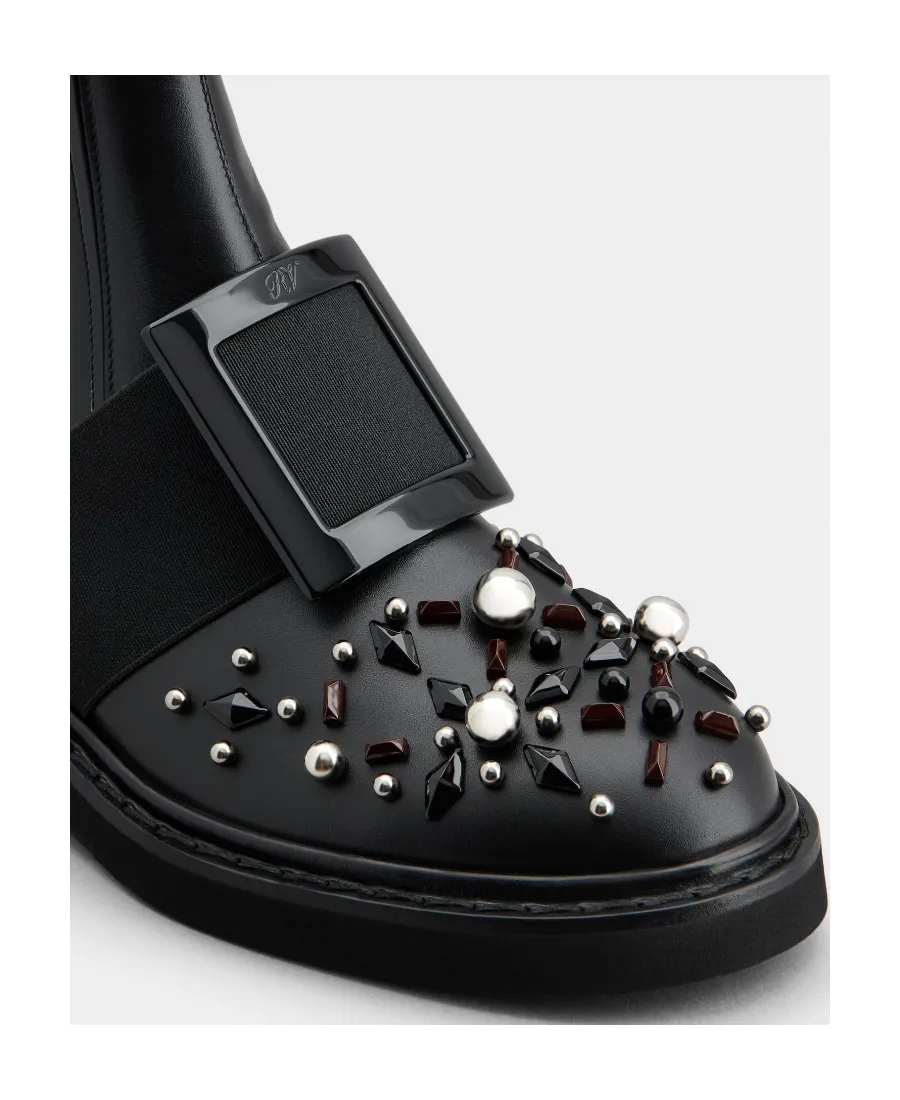 Viv' Rangers Studs Lacquered Buckle Chelsea Ankle Boots
