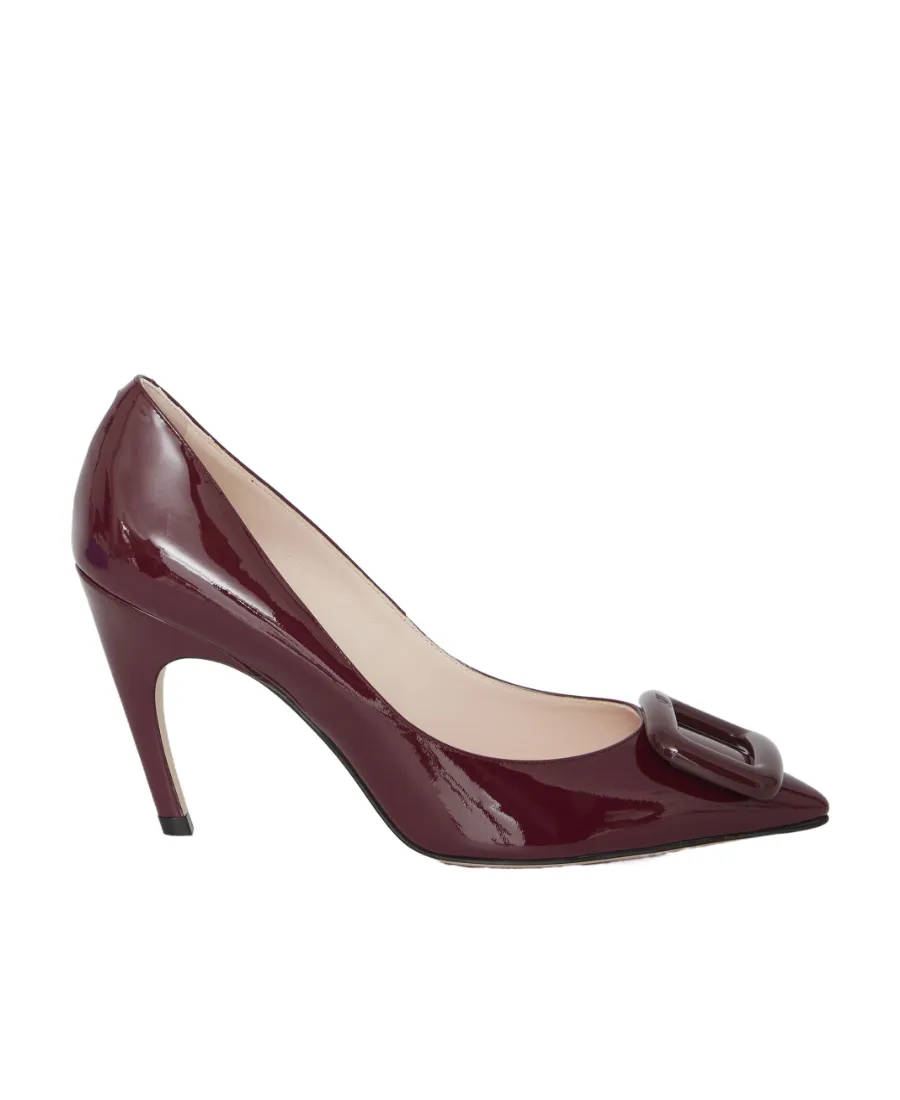 Viv' Choc Lacquered Buckle Pumps