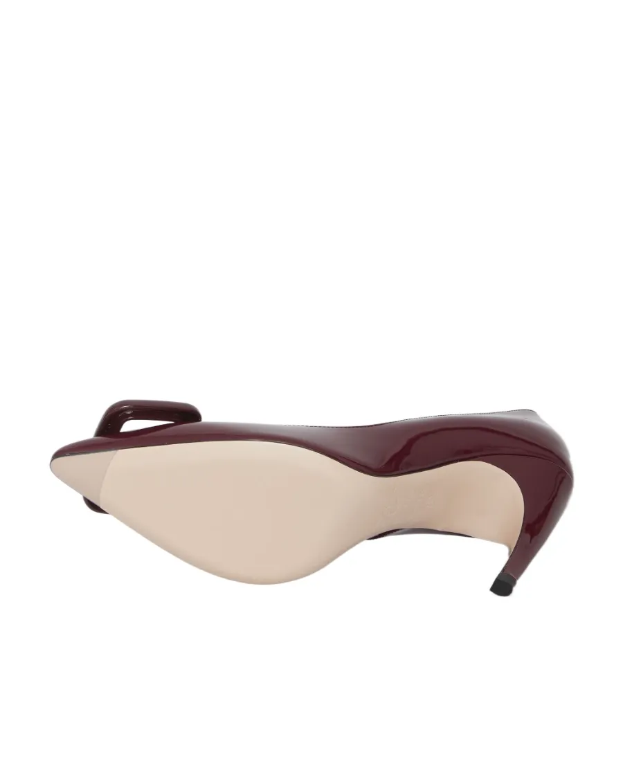 Viv' Choc Lacquered Buckle Pumps