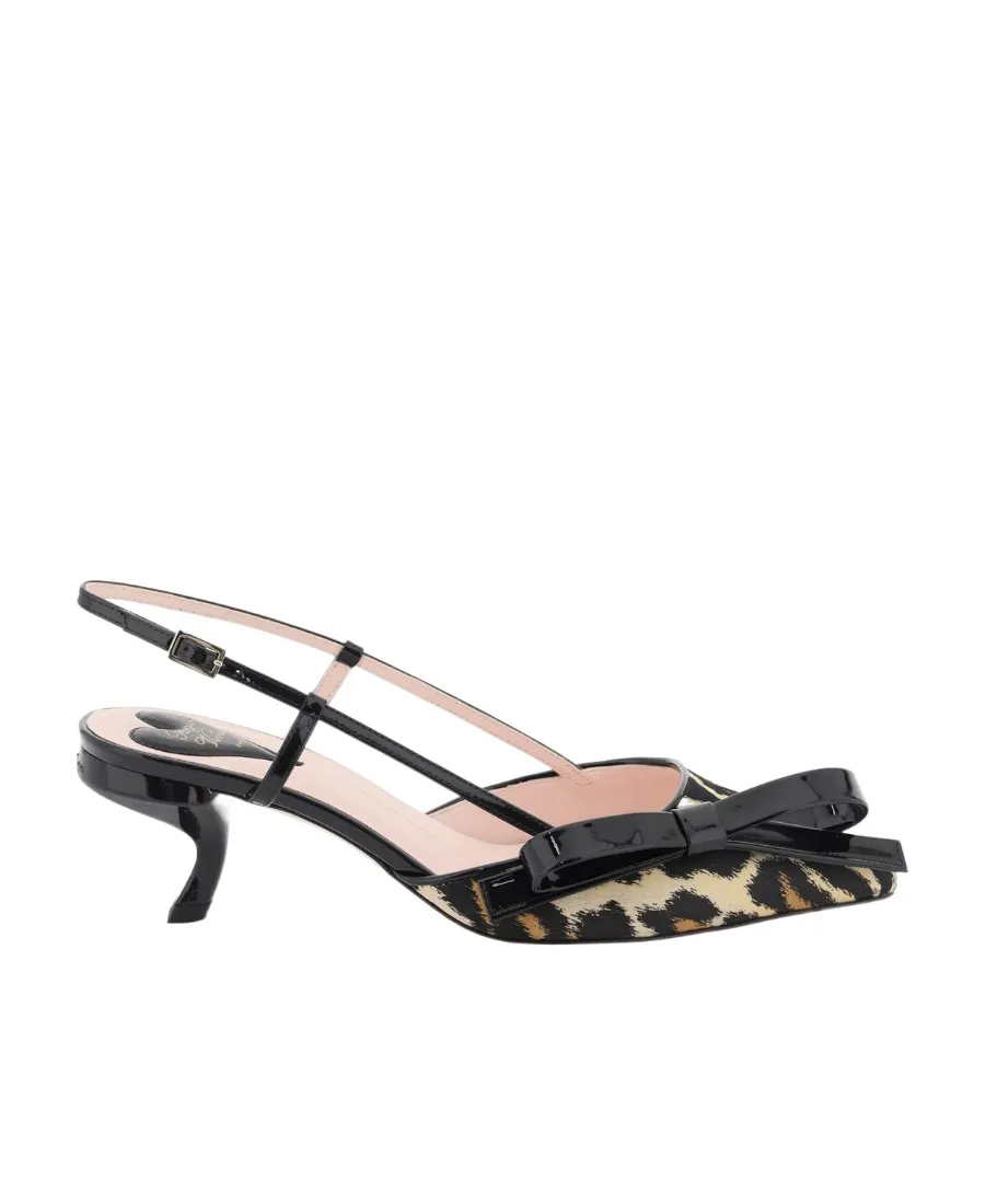 Virgule Bow Piping Slingback Pumps In Fabric