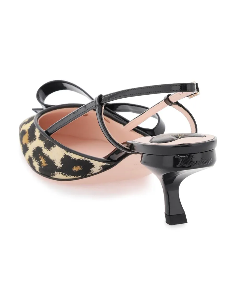 Virgule Bow Piping Slingback Pumps In Fabric