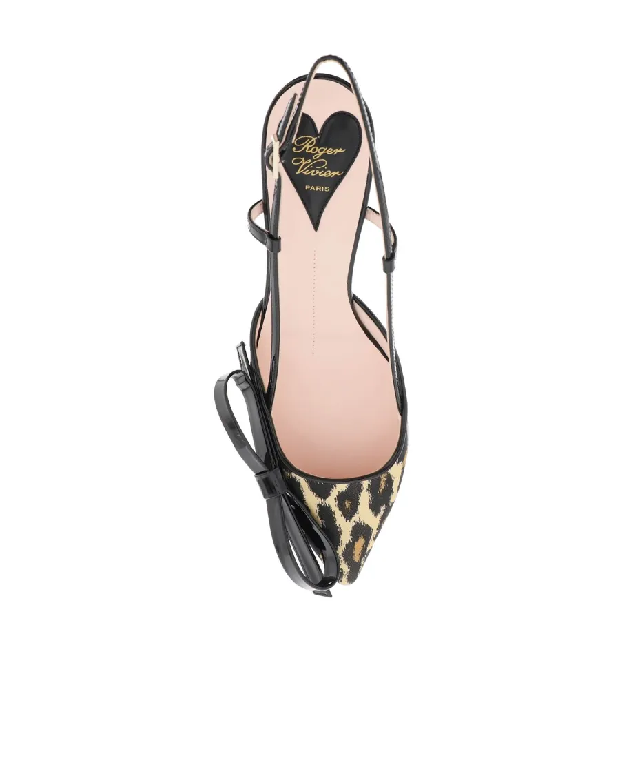 Virgule Bow Piping Slingback Pumps In Fabric