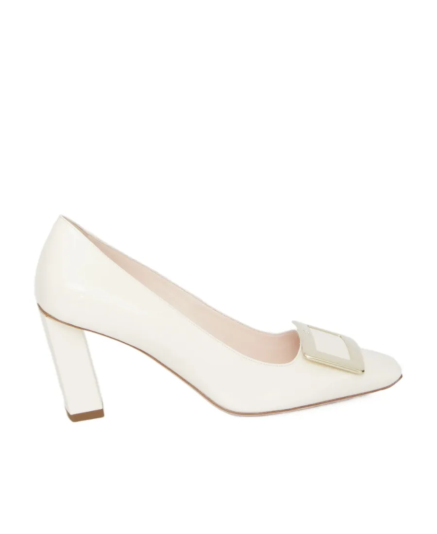 Logo Engraved Block Heel Pumps