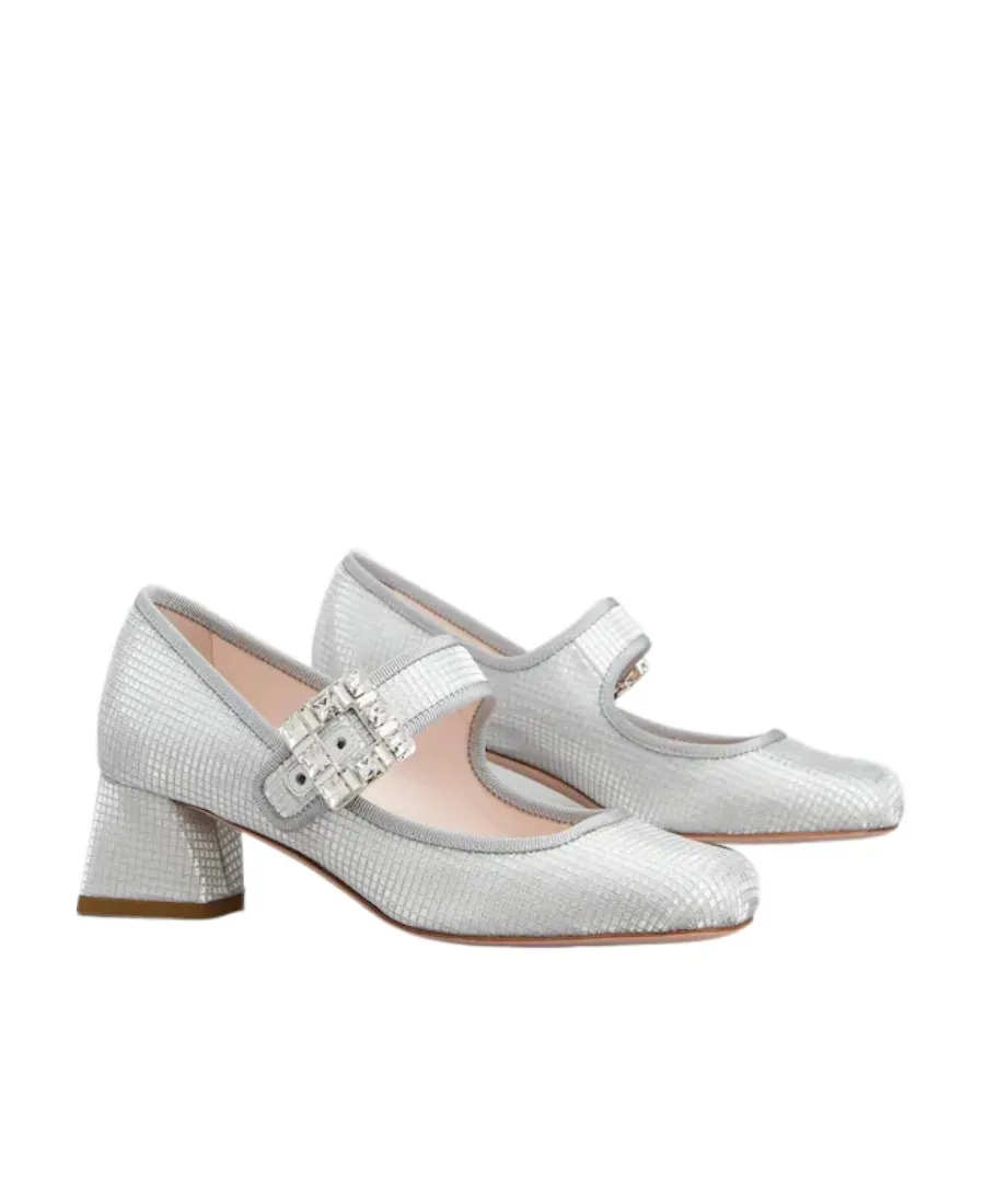 TrÉS Vivier Strass Buckle Babies Pumps In Fabric