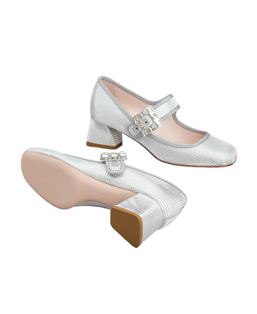 TrÉS Vivier Strass Buckle Babies Pumps In Fabric