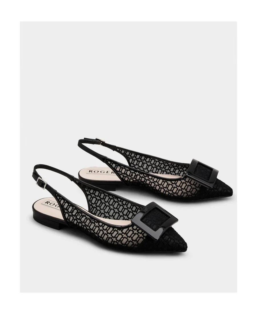 Gomettine Net Heel Buckle Ballet Flats