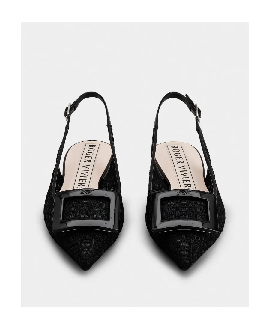 Gomettine Net Heel Buckle Ballet Flats