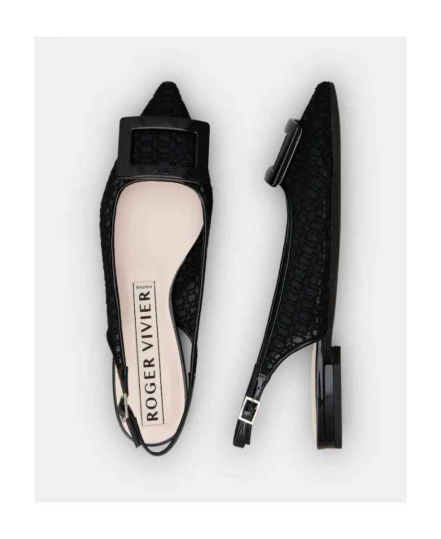 Gomettine Net Heel Buckle Ballet Flats