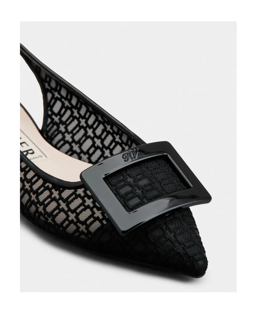 Gomettine Net Heel Buckle Ballet Flats