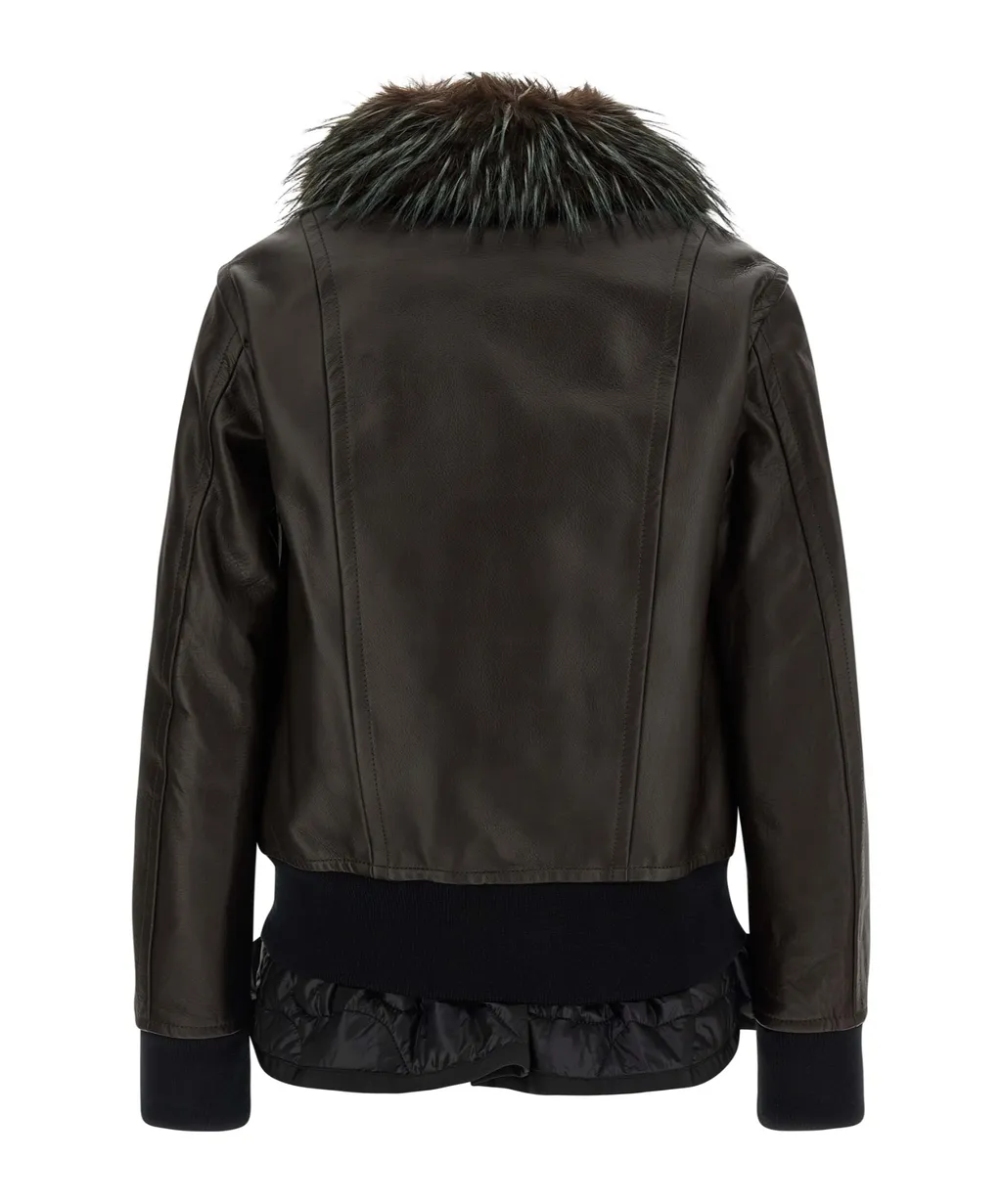 2 In 1 Zipped Leather Jacket