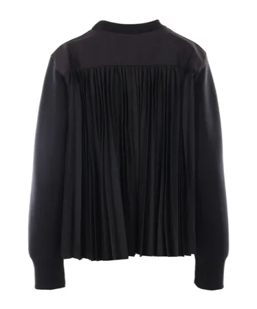 Pleated Detailed Crewneck Sweater