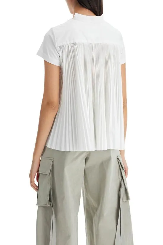 Knife-Pleats Crew-Neck T-Shirt