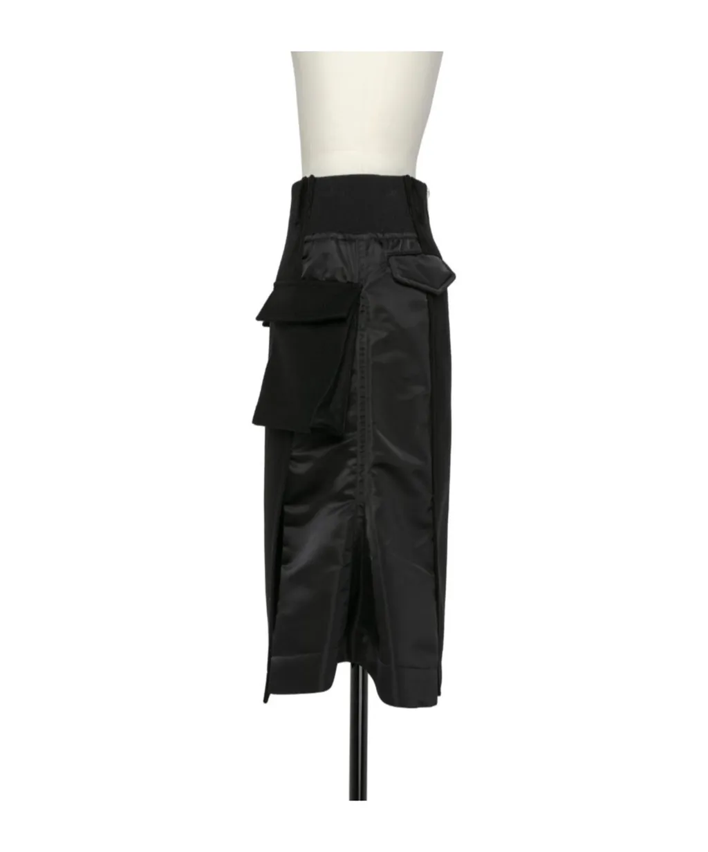 High Waist Panelled Cargo Midi Skirt