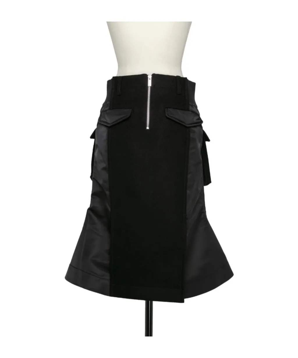 High Waist Panelled Cargo Midi Skirt