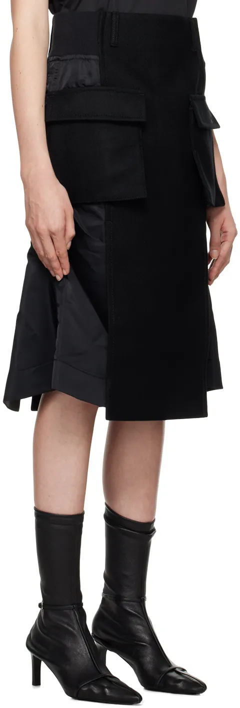 High Waist Panelled Cargo Midi Skirt