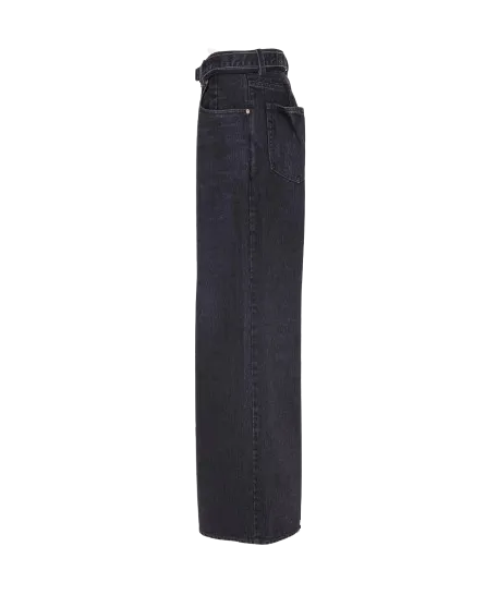 Wide-Leg Belted Jeans