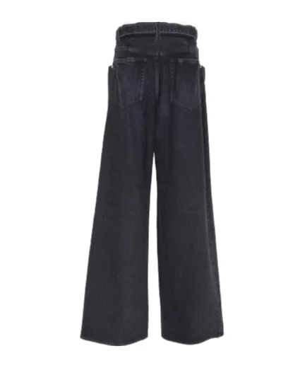 Wide-Leg Belted Jeans