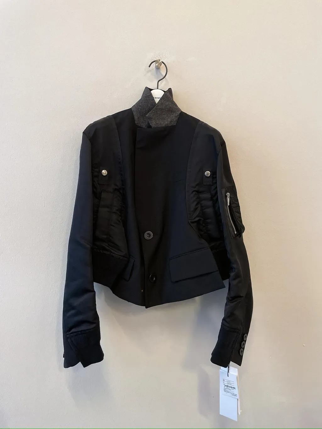 Panelled Buttoned Bomber Jacket