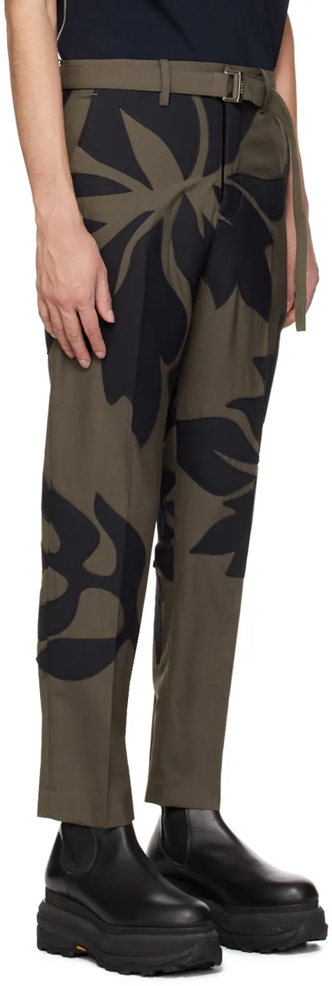 Floral Decal Details Casual Pants