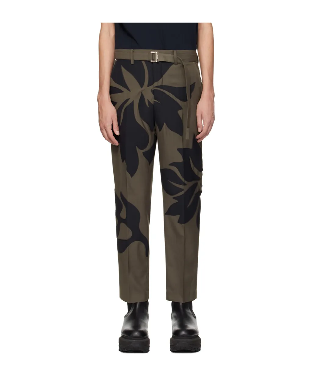Floral Decal Details Casual Pants