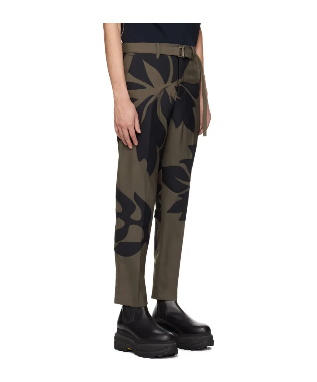 Floral Decal Details Casual Pants