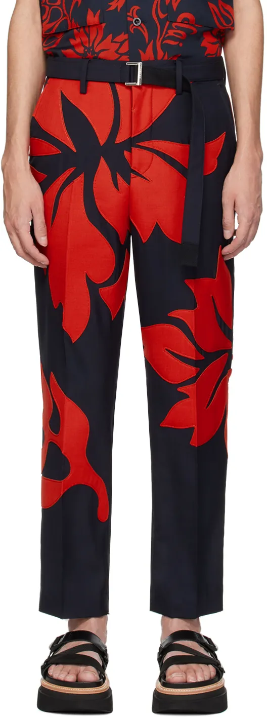 Floral Applique Casual Pants