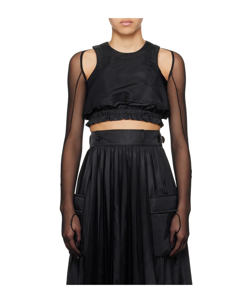 Sleeveless Zipped Cropped Top