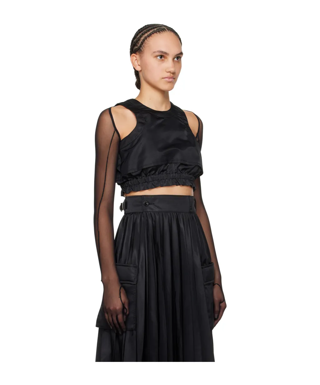 Sleeveless Zipped Cropped Top