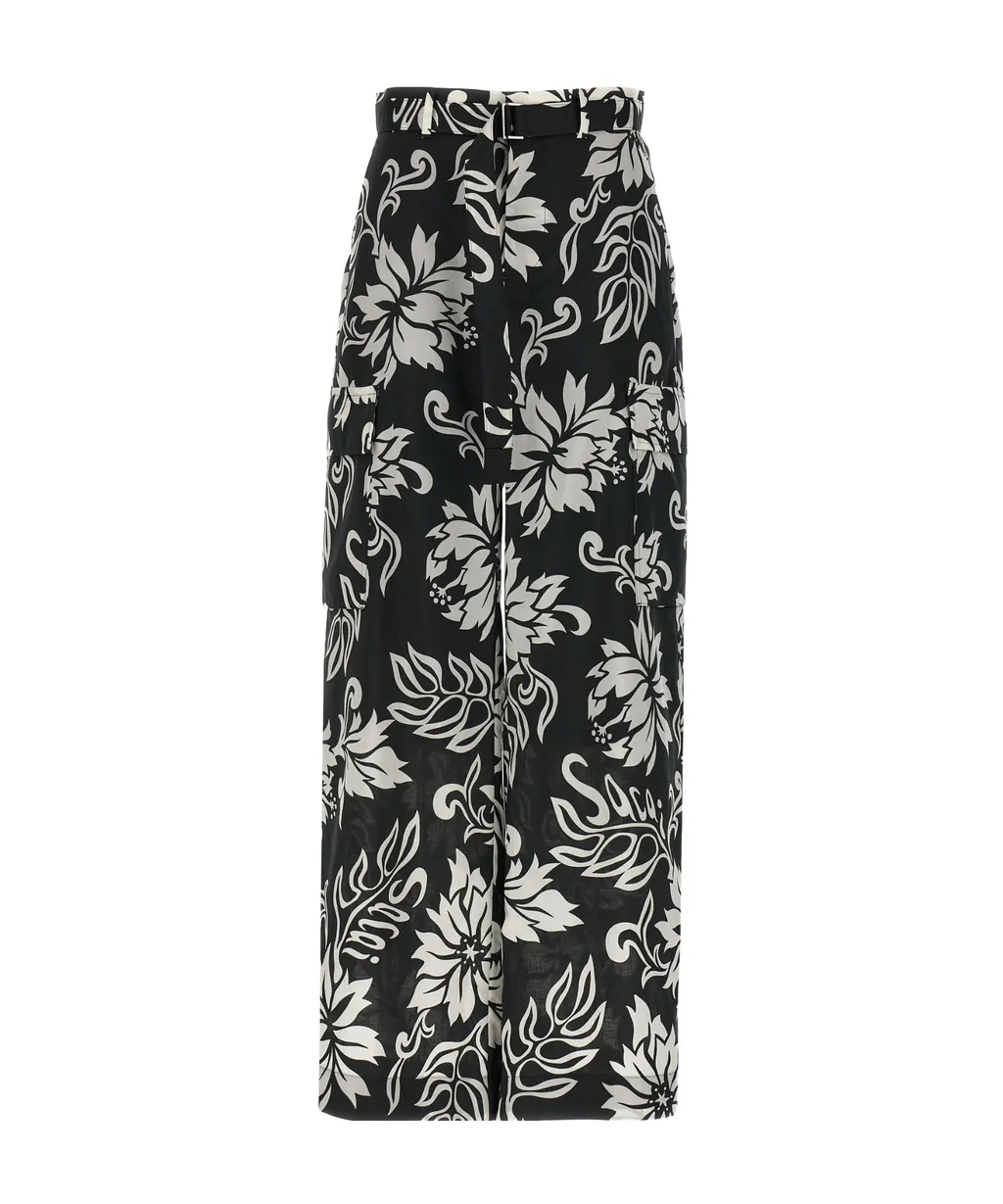 All-Over Printed Belted Trousers