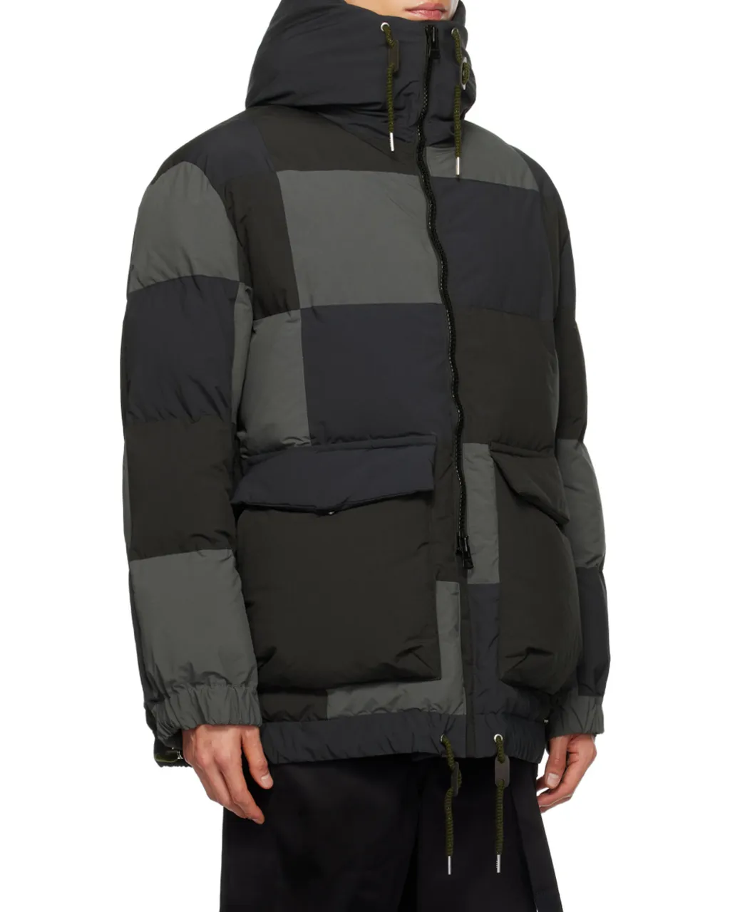 Checkerboard-Print Padded Jacket