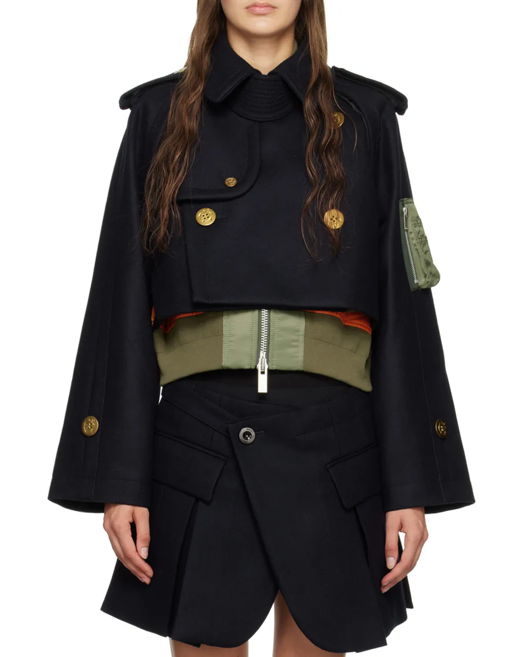 Double-Breasted Layered Wool Jacket