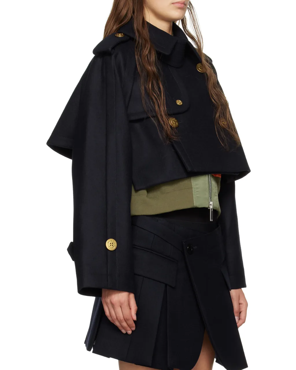 Double-Breasted Layered Wool Jacket