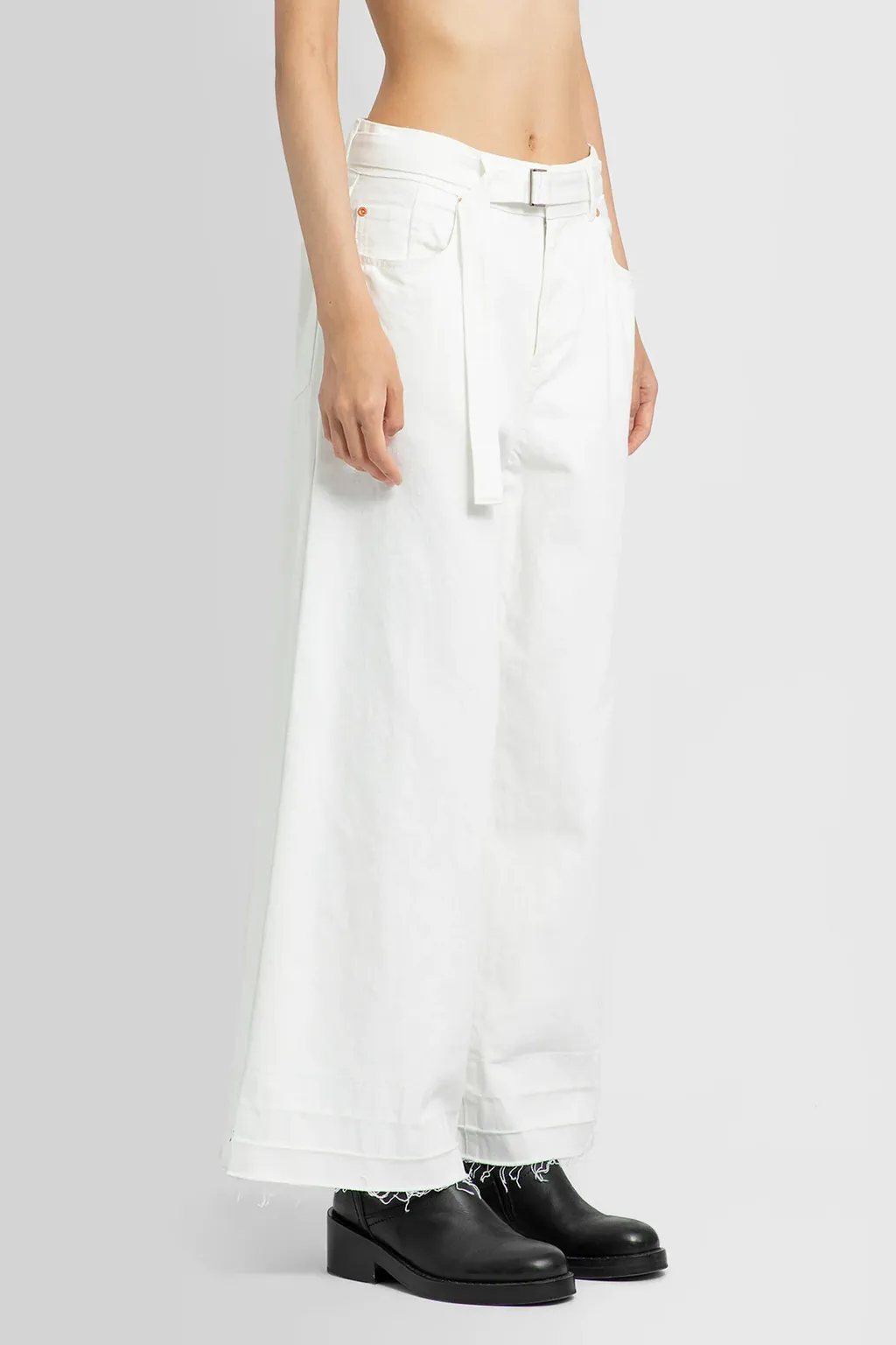 High-Waisted Belted Flared Jeans