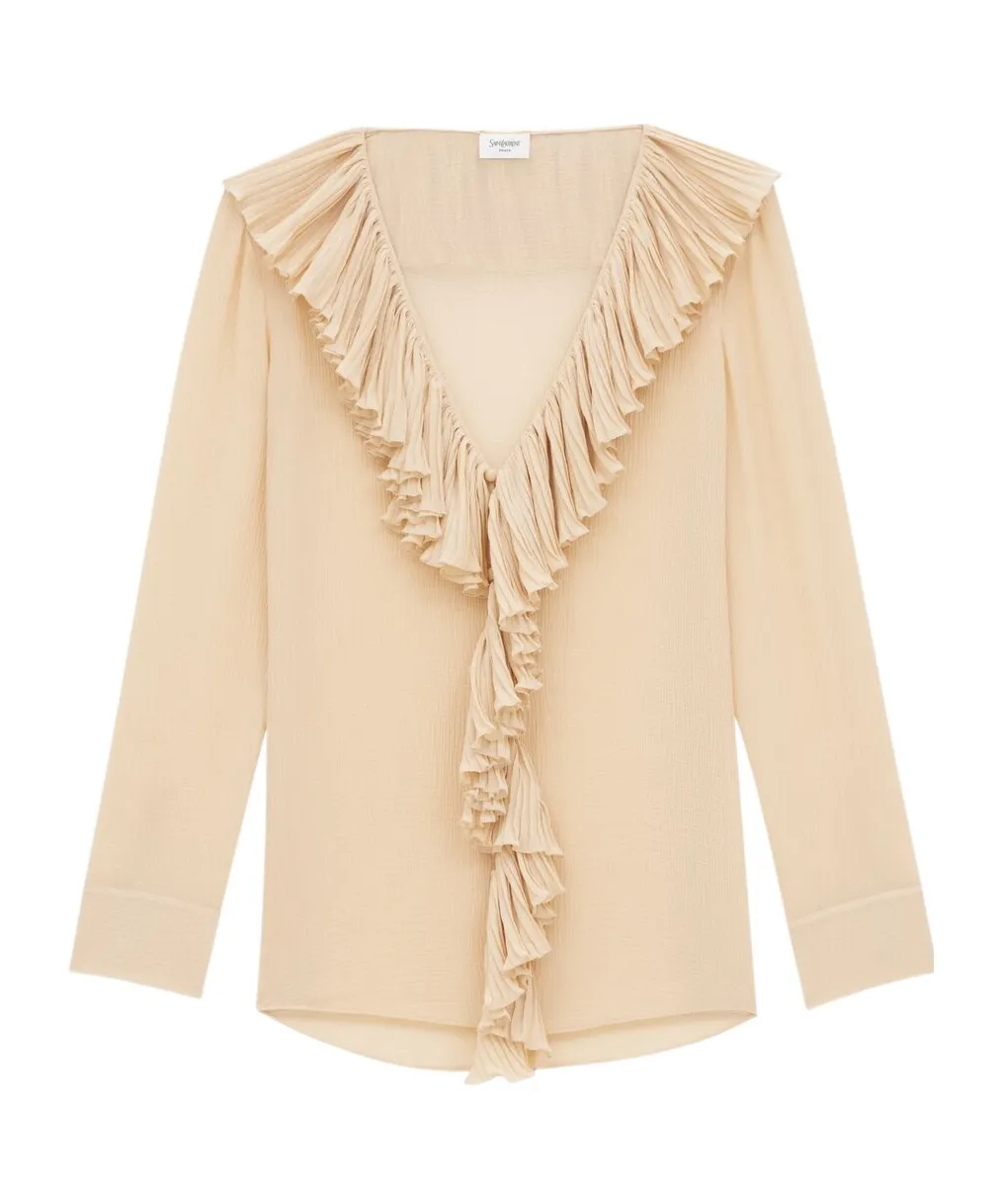 Ruffled V-Neck Blouse