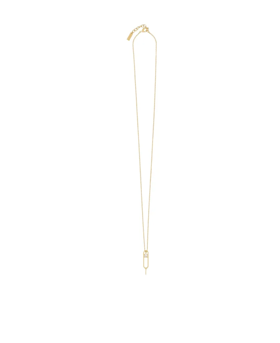 Sim Key And Rhinestone Charm Necklace