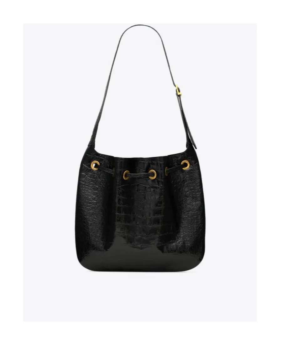 Paris Vii Medium Hobo Bag In Crocodile-Embossed Patent Leather