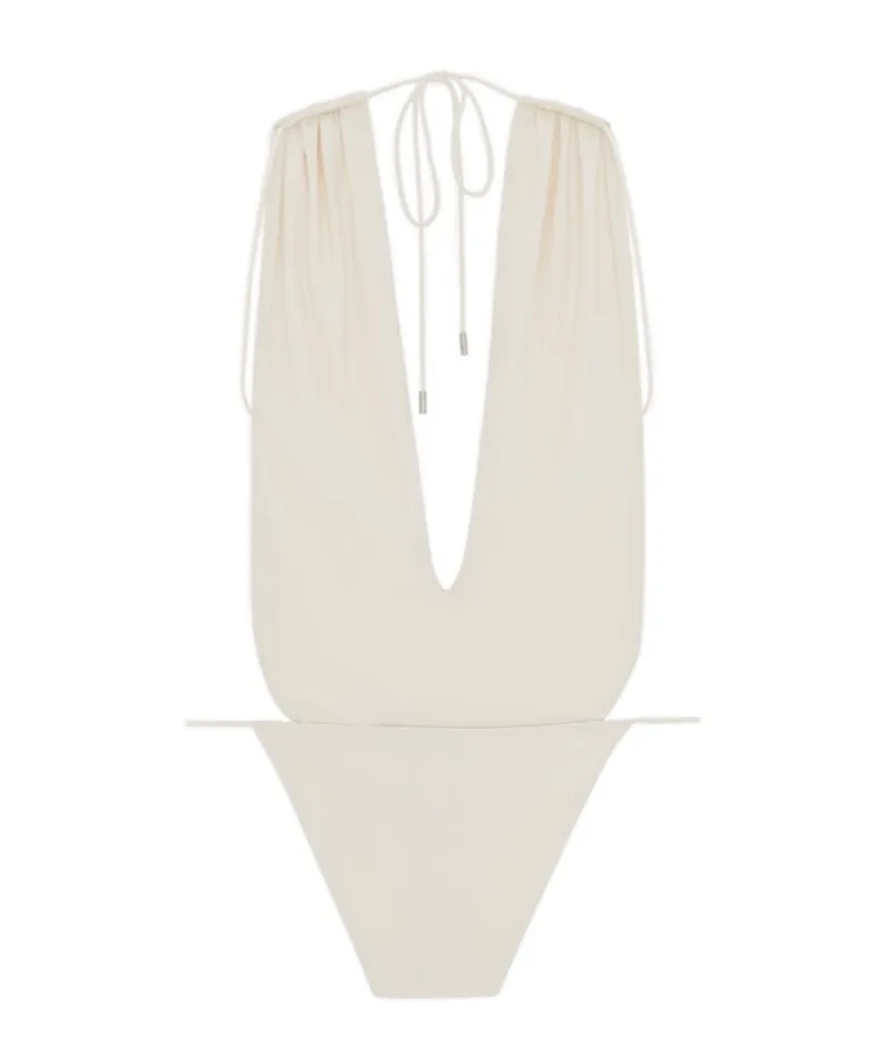 Backless V-Halter Swimsuit