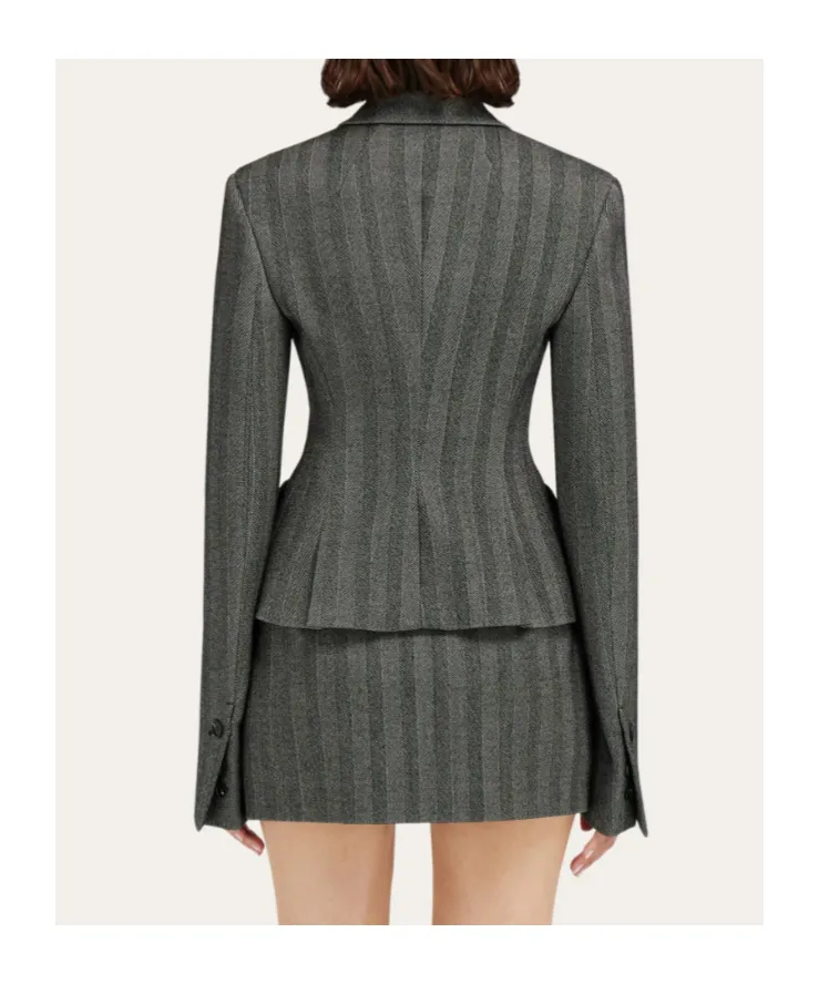Chevron Single-Breasted Blazer