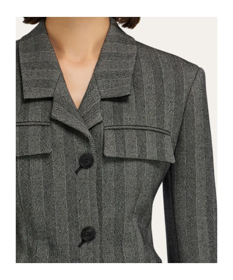 Chevron Single-Breasted Blazer