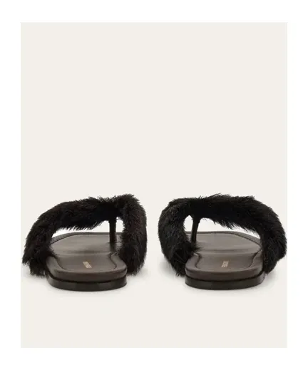 Thong Sandal With Fur Detail