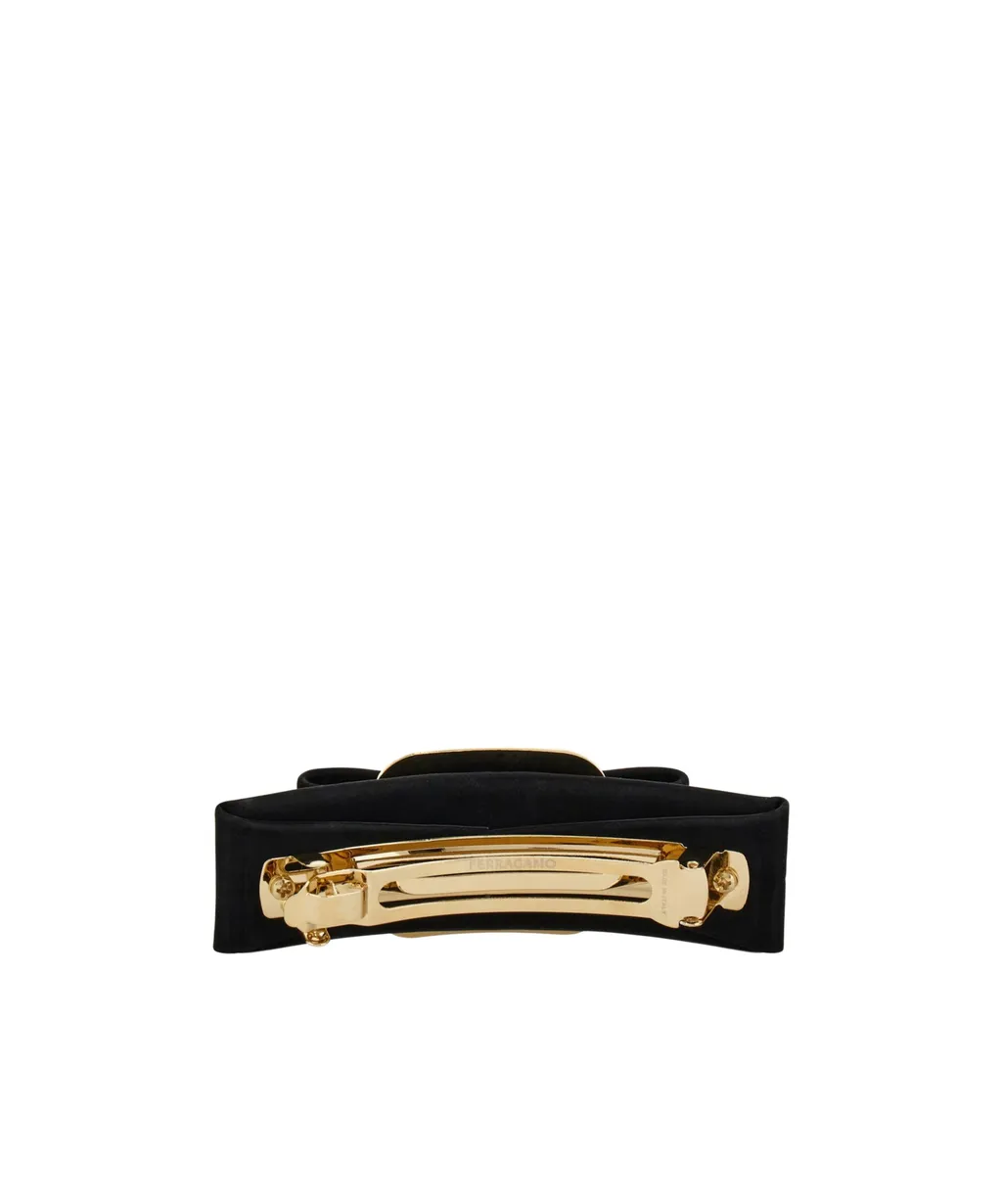 Leather Hair Clip With Bow Embellishment