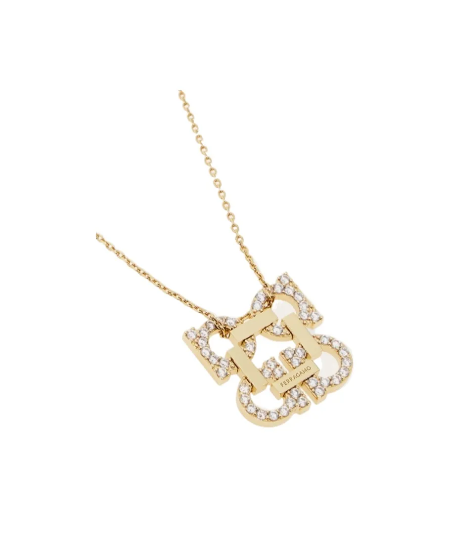 Crystal Embellished Four Gancini Pendant Necklace